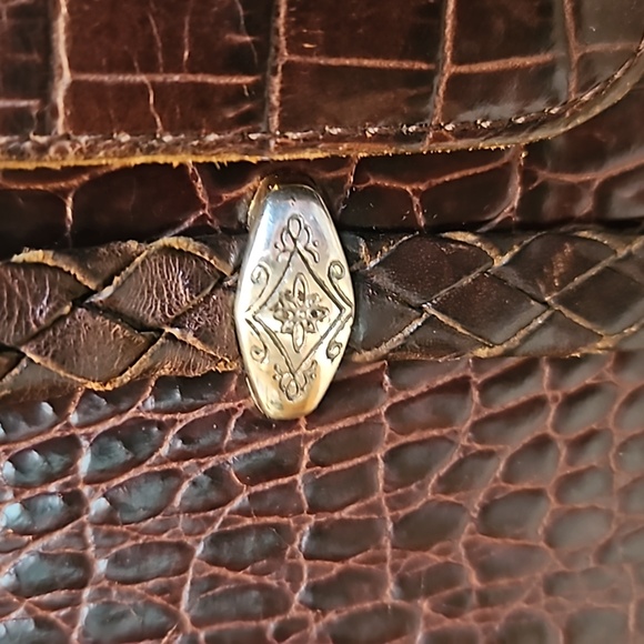 Vintage Brighton Donna Classic Tote Chocolate Croco Leather Shoulder Bag Purse - Picture 8 of 16